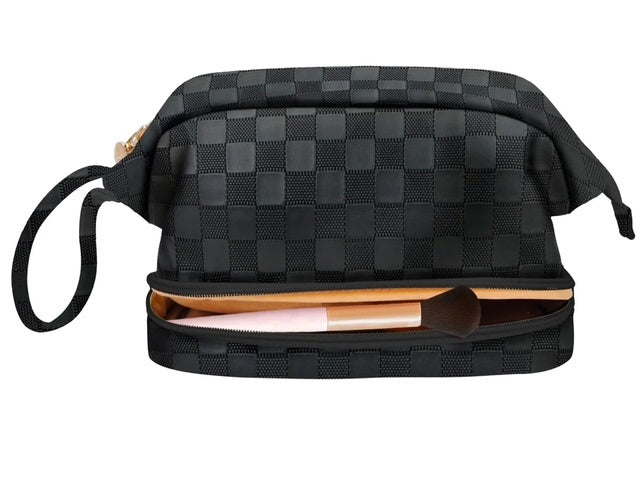 1414 Checkered NGIL Faux Leather Cosmetic Bag