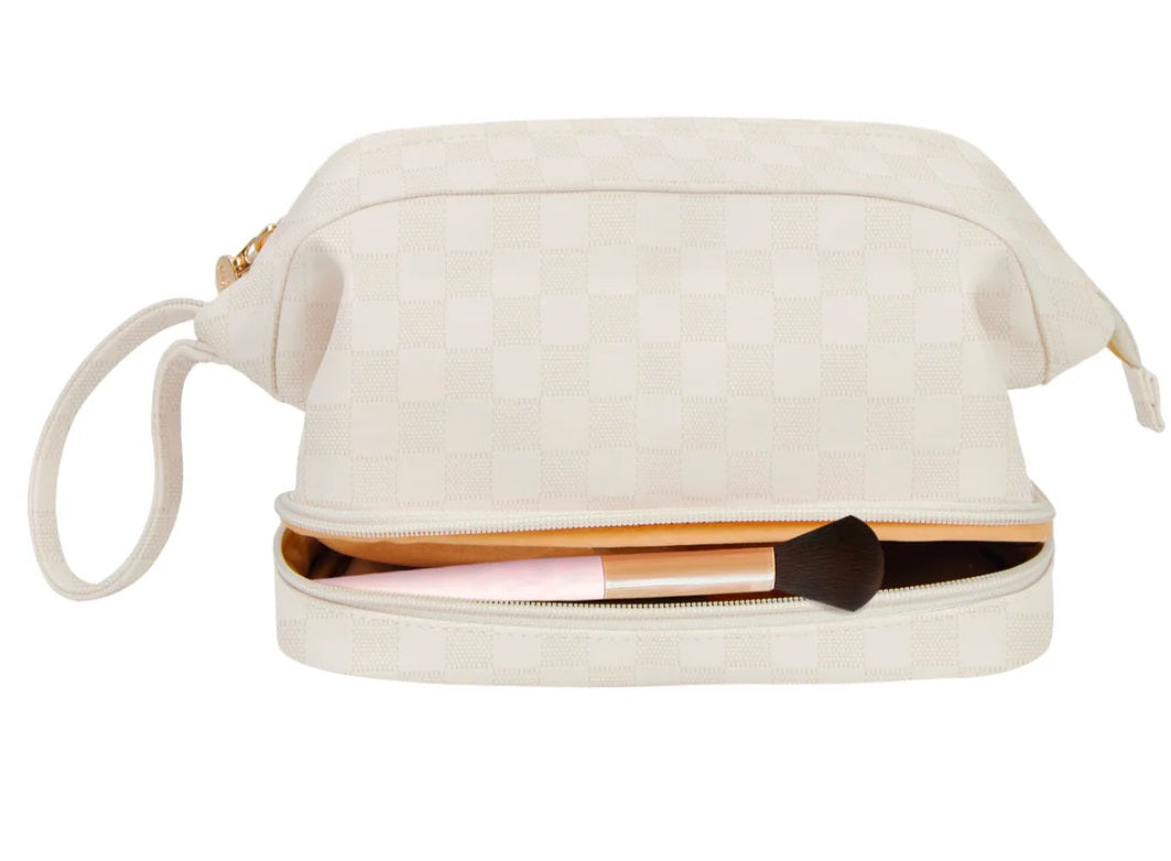 1414 Checkered NGIL Faux Leather Cosmetic Bag