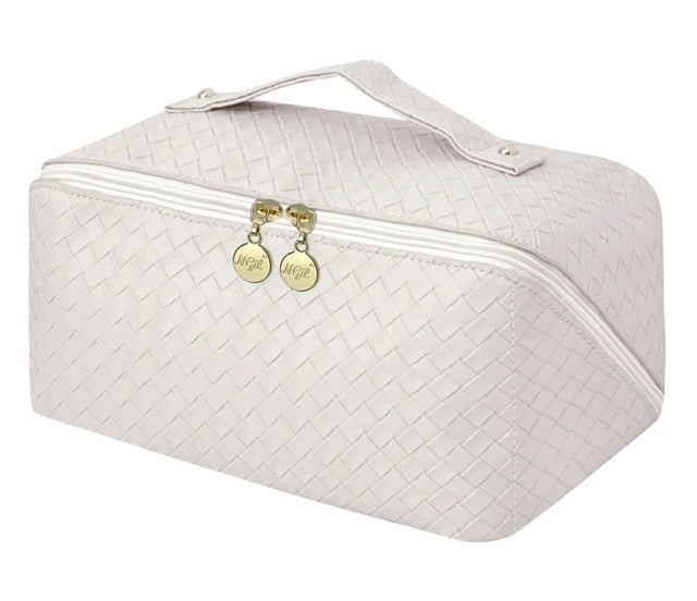 P1398L Basket Weave Black NGIL Large Faux Leather Travel Toiletry