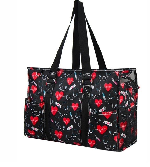 HRT731 Healing Hearts Nurse NGIL Zippered Caddy Organizer Tote Bag