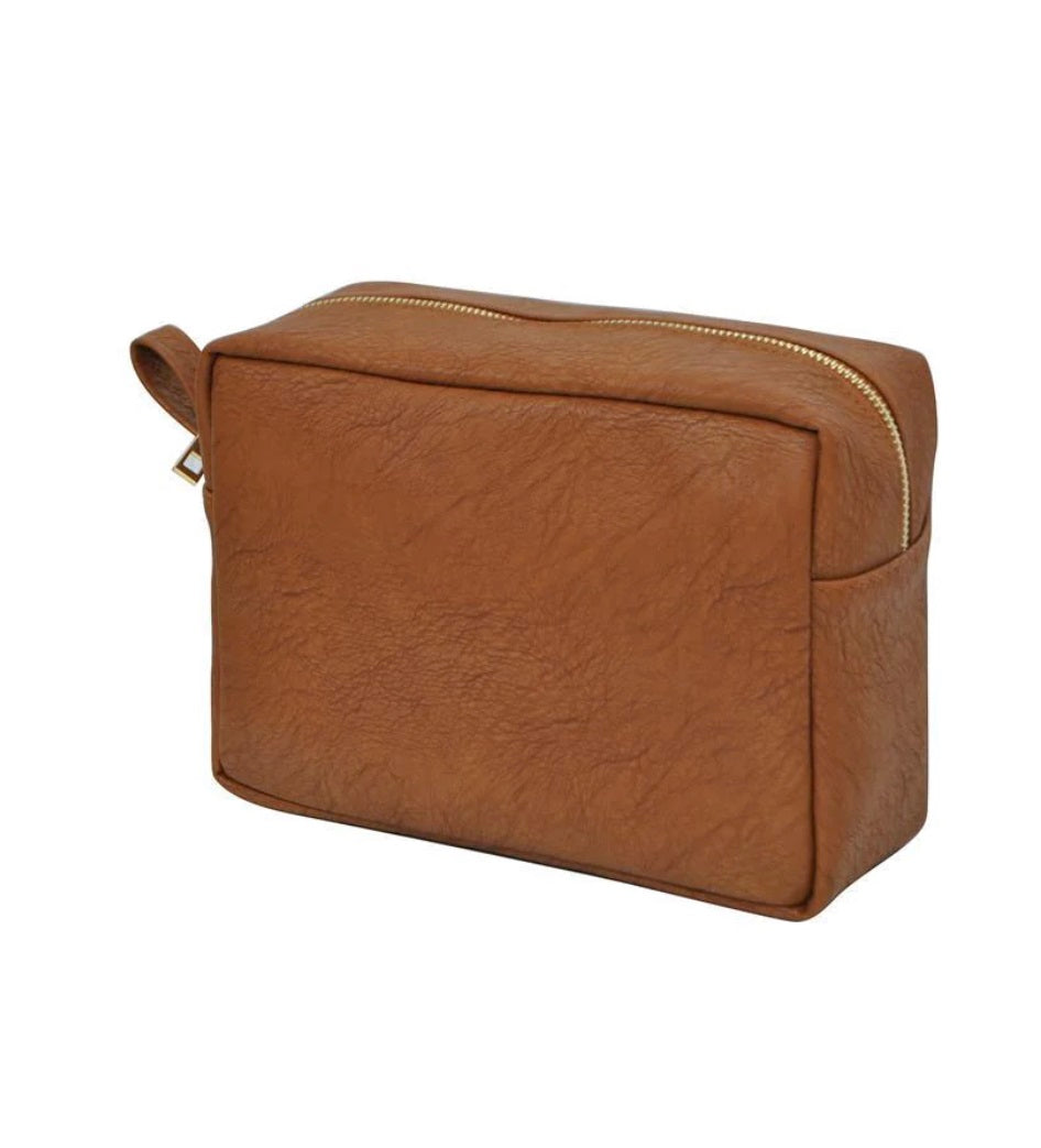 Black NGIL Faux Leather Large Cosmetic Travel Pouch