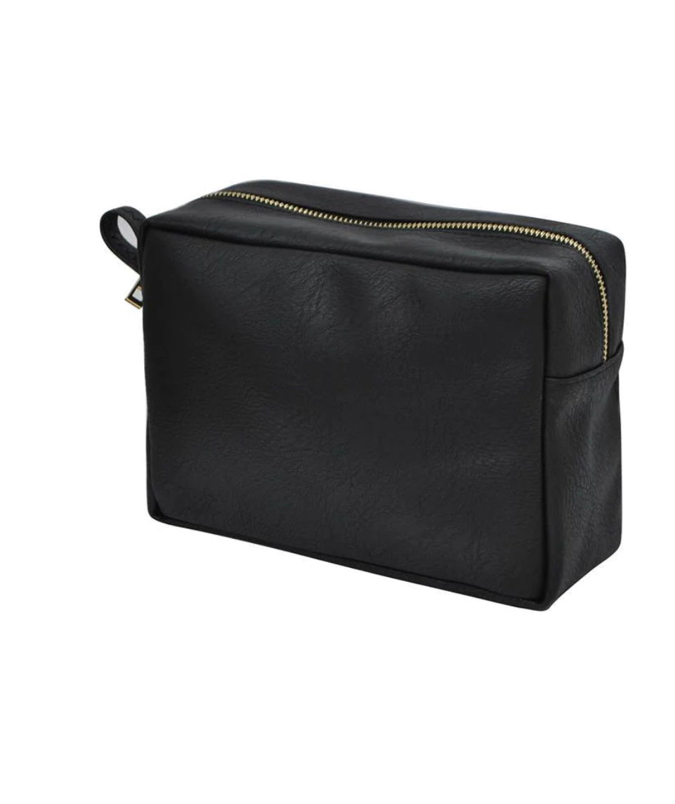 Black NGIL Faux Leather Large Cosmetic Travel Pouch