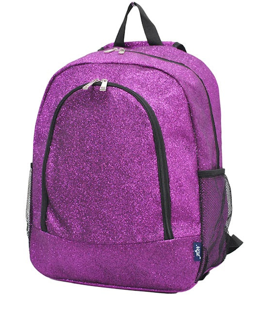 Black Glitter NGIL Canvas School Backpack