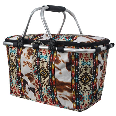 Tribal Cow print NGIL Insulated Market Basket