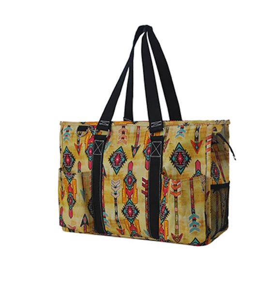 Boho Tribal NGIL Zippered Caddy Organizer Tote Bag