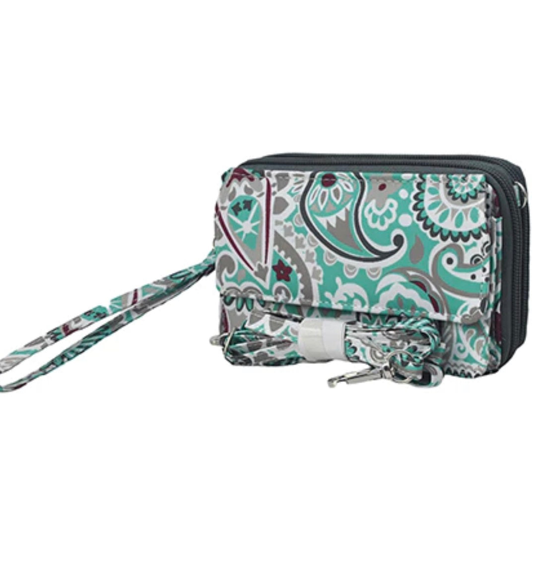 Swirls In Aqua NGIL Canvas All in One Wallet