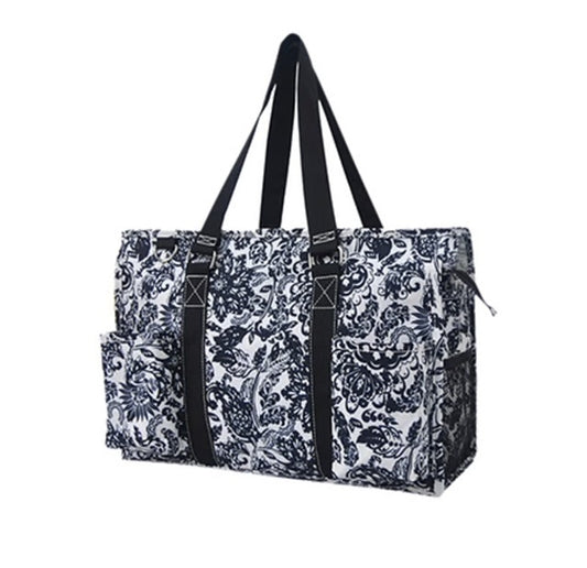 Damask Bliss NGIL Zippered Caddy Organizer Tote Bag