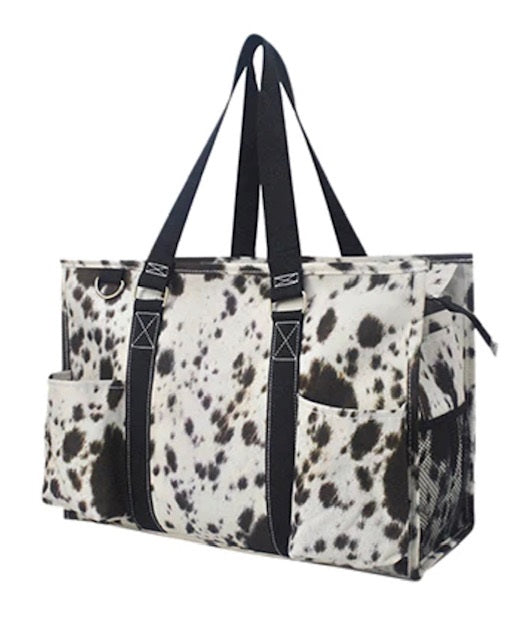 Black Cowhide NGIL Zippered Caddy Organizer Tote Bag