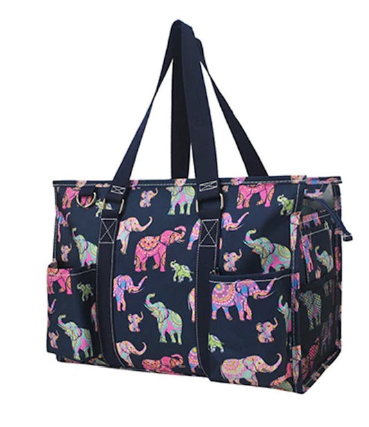 Bohemian Elephant NGIL Zippered Lined Caddy Organizer Tote Bag