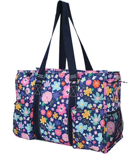 FPM731  Lilac Floral NGIL Zippered Caddy Organizer Tote Bag