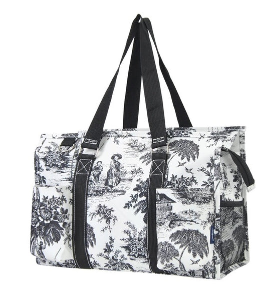 KUN731  Heirloom Toile NGIL Zippered Caddy Organizer Tote Bag