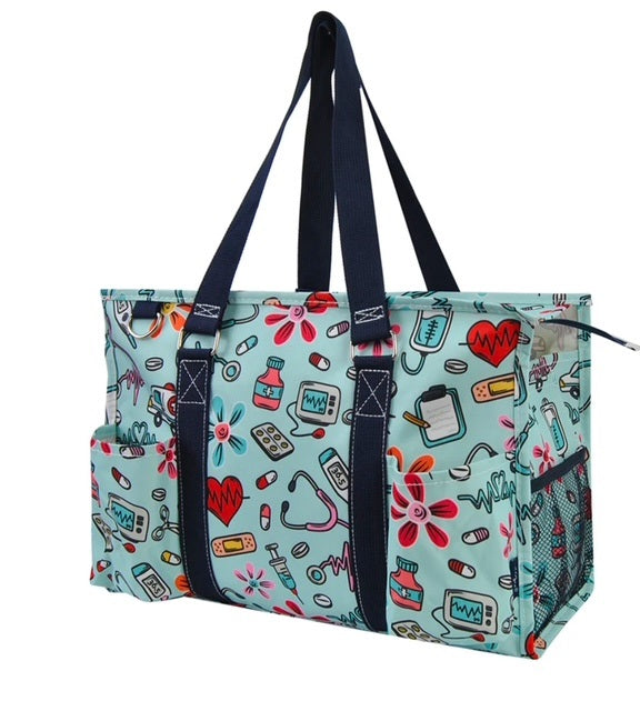 NRF733 Groovy Nurse NGIL Zippered Caddy Large Organizer Tote Bag