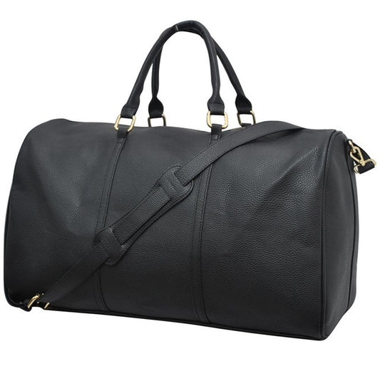 P1062 Solid Black NGIL Faux Leather Duffle Bag