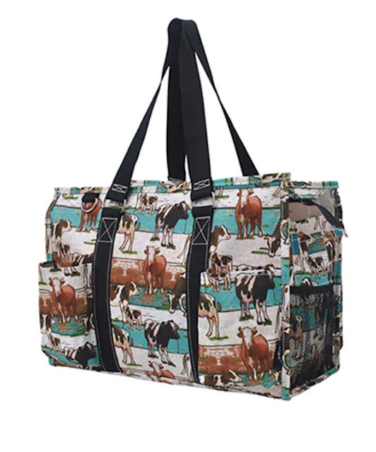 Country Side Moo NGIL Zippered Caddy Organizer Tote Bag