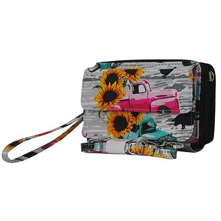 Southern VIntage Truck with Sunflower All In One Wallet