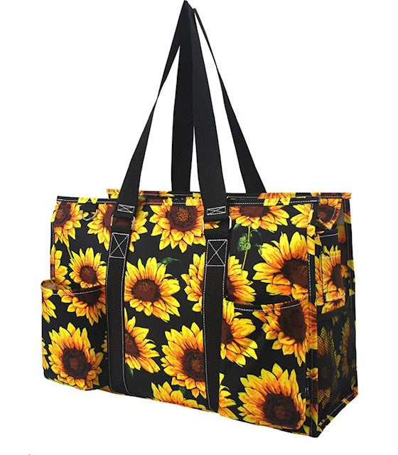 SUF733  Sunflower Zippered Caddy Large Organizer Tote Bag