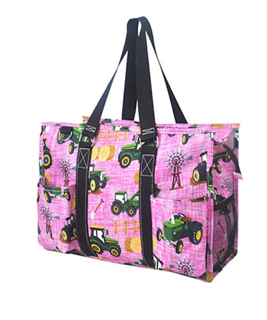 Tractor Field Zippered Caddy Organizer Tote Bag