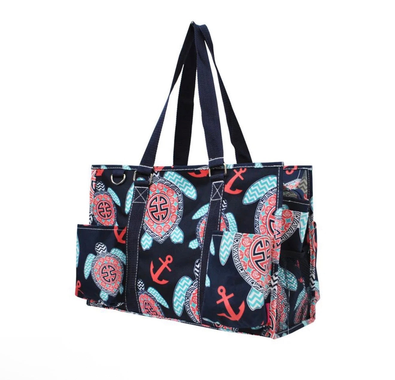 TUL731 Ocean Sea Turtle Anchor NGIL Zippered Caddy Organizer Tote Bag
