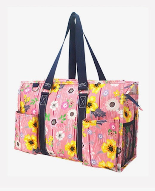 Country Flowers NGIL Zippered Caddy Organizer Tote Bag