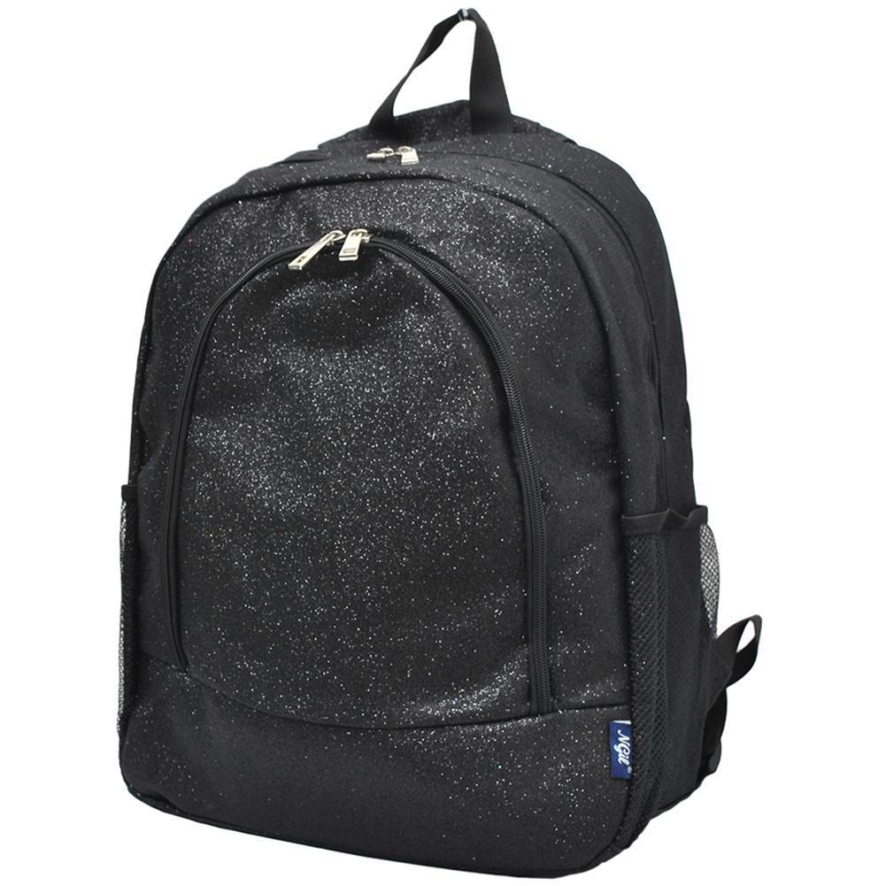 Black Glitter NGIL Canvas School Backpack